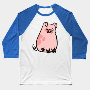 Cute Piggy Being Melancholic Baseball T-Shirt